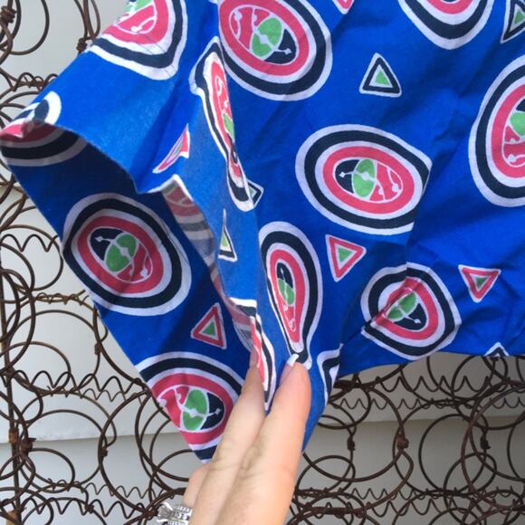 90s Impact blue multi print abstract button down shirt LARGE - Picture 4 of 6